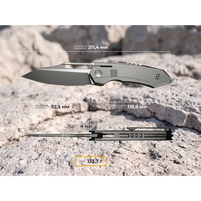 Ніж складаний туристичний Weknife Bogey (9.3 см) Bohler M390 / Titanium сірий — Photo 12