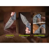 Нож складной туристический Civivi Pentad (8.8 см) Damascus / Micarta синий / белый — Photo 28