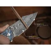 Нож складной туристический Civivi Pentad (8.8 см) Damascus / Micarta синий / белый — Photo 27