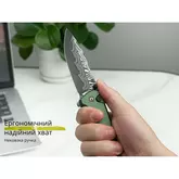Ніж складаний туристичний Civivi Hyperpulse, (8.9 см) Damascus / Aluminum темно-зелений — Photo 26