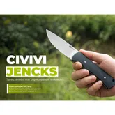Нож с чехлом фиксированный туристический Civivi Jencks (9 см) 14C28N / G10 черный — Photo 24