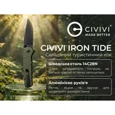 Нож складной туристический Civivi Iron Tide (8.2 см) 14C28N / Aluminum зеленый — Photo 27
