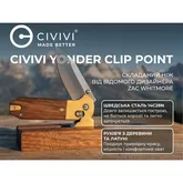 Нож складной карманный Civivi Yonder Clip Point (7.3 см) 14C28N / Wood and Brass натуральный — Photo 27