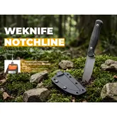 Нож фиксированный туристический Weknife Notchline, (8.7 см) CPM S35VN / Carbon Fiber черный с чехлом — Photo 24