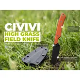 Нож фиксированный карманный Civivi High Grass Field Knife (7,4 см) 14C28N / G10 оранжевый с чехлом — Photo 25