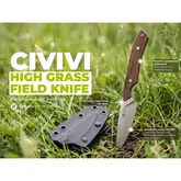 Нож фиксированный карманный Civivi High Grass Field Knife (7,4 см) 14C28N / Wood дерево с чехлом — Photo 27