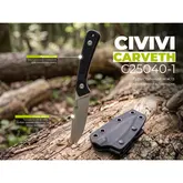 Нож фиксированный туристический Civivi Carveth (9,1 см) AEB-L / G10 черный с чехлом — Photo 29