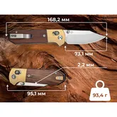 Нож складной карманный Civivi Yonder Clip Point (7.3 см) 14C28N / Wood and Brass натуральный — Photo 29