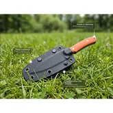 Нож фиксированный карманный Civivi High Grass Field Knife (7,4 см) 14C28N / G10 оранжевый с чехлом — Photo 27
